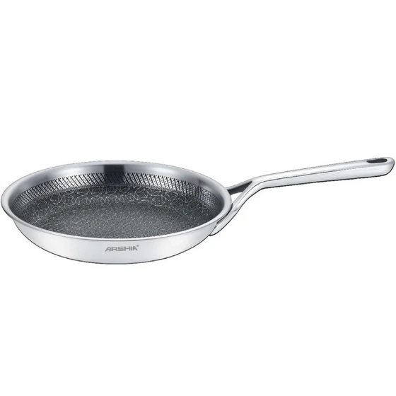 ماهی تابه استیل عرشیا مدل SS050-3537 سایز ۲۰ سانتی کف لیزری
