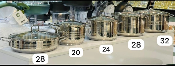 سرویس قابلمه ۱۰ پارچه استیل کرکماز مدل A-1901 سایز بزرگ با درب شیشه‌ای