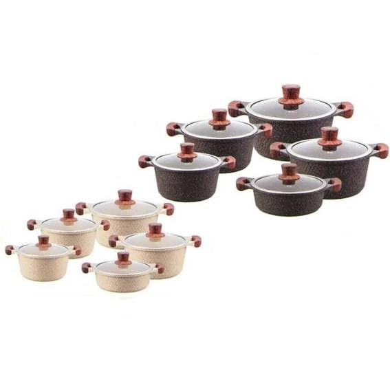 سرویس قابلمه زیو مدل Z-7120 ۱۰ پارچه گرانیتی طرح استانبول